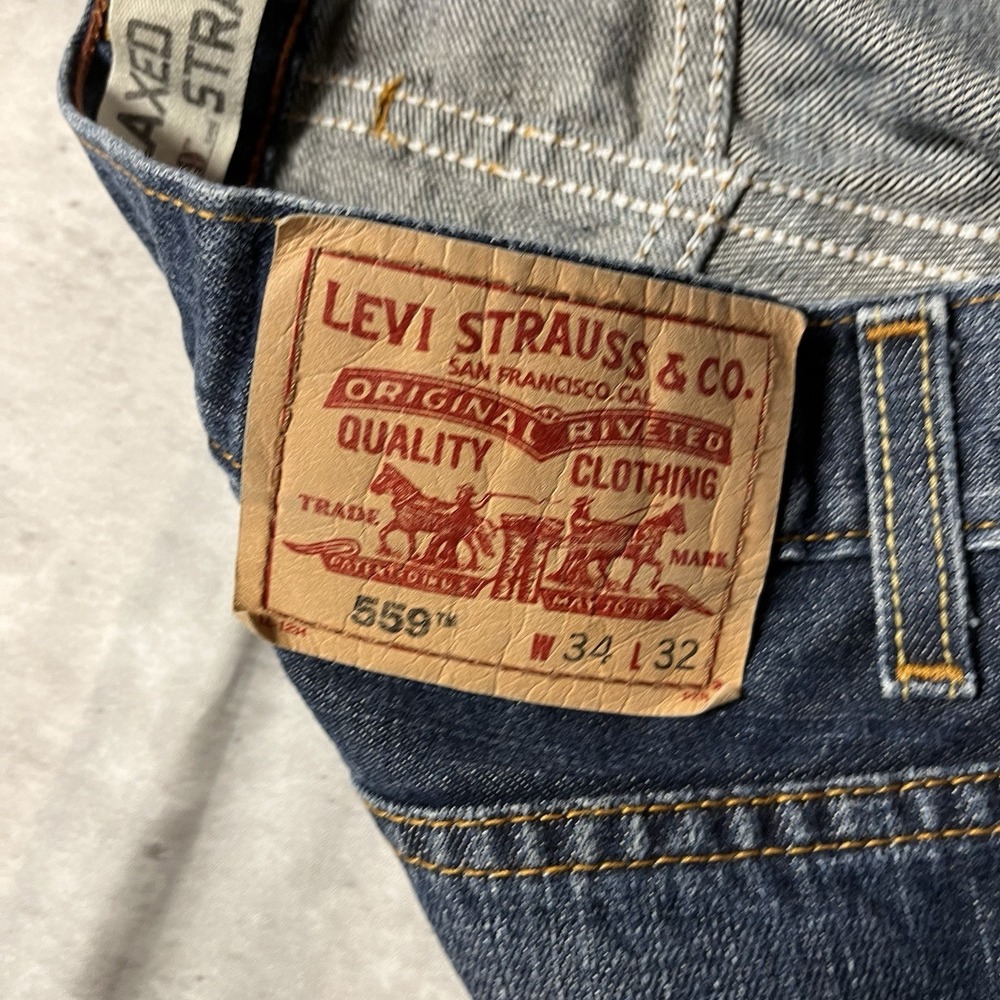 Vintage Levis 559 Jeans Mens Blue Relaxed Straight Baggy 34x32 Tag Y2K - Picture 10 of 14